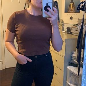 Size 8 Top Shop Brown Crop Tee